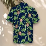 Dino Lights Christmas Hawaiian Shirt, front view of the print