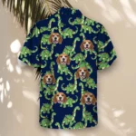Dino Lights Christmas Hawaiian Shirt, front view of the print