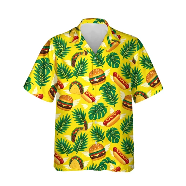 Fast Food Paradise Ugly Hawaiian Shirt, front view of the print