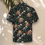 Fossil Santa Dinosaur Christmas Hawaiian Shirt, front view of the print