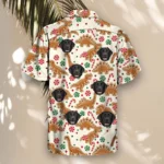 Gingerbread Dino Christmas Hawaiian Shirt, front view of the print