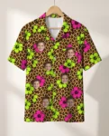 Leopard Clash Ugly Hawaiian Shirt, front view of the print