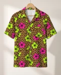 Leopard Clash Ugly Hawaiian Shirt, front view of the print