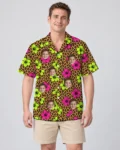 Leopard Clash Ugly Hawaiian Shirt, front view of the print