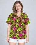 Leopard Clash Ugly Hawaiian Shirt, front view of the print