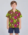 Leopard Clash Ugly Hawaiian Shirt, front view of the print