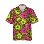 Leopard Clash Ugly Hawaiian Shirt, front view of the print