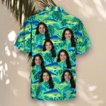 Mahi Mahi Fishing Hawaiian Shirt, front view of the print