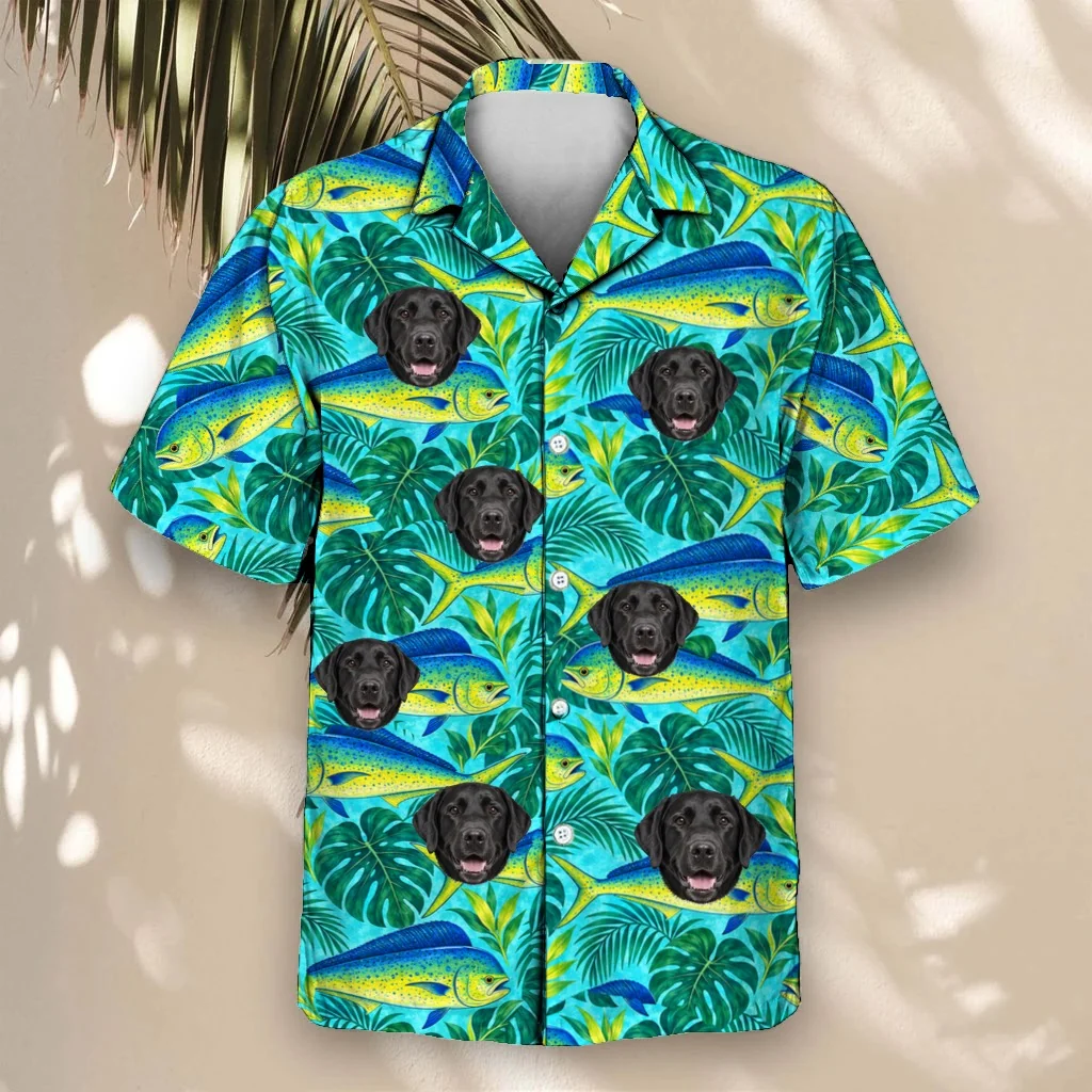 Mahi Mahi Fishing Hawaiian Shirt with custom pet faces Mahi-Mahi Fishing Hawaiian Shirt with custom pet faces