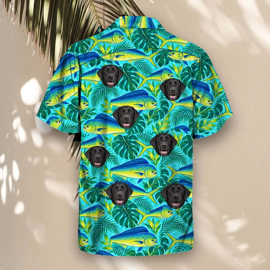 Back of the Mahi Mahi Fishing Hawaiian Shirt with custom pet faces Back of the Mahi-Mahi Fishing Hawaiian Shirt with custom pet faces