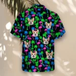 Neon Flamingo Ugly Hawaiian Shirt, front view of the print