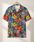 Patchwork Mess Ugly Hawaiian Shirt, front view of the print