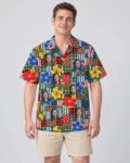 Patchwork Mess Ugly Hawaiian Shirt, front view of the print