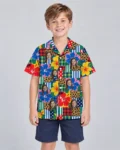 Patchwork Mess Ugly Hawaiian Shirt, front view of the print