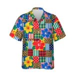 Patchwork Mess Ugly Hawaiian Shirt, front view of the print