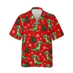 Personalized Dinosaur Christmas Hawaiian Shirt with Face, Pet or Logo – T Rex Santa design