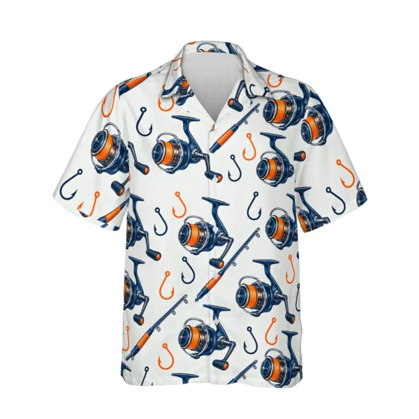 Personalized Fishing Hawaiian Shirt with Face, Pet or Logo – Rods & Reels - front view