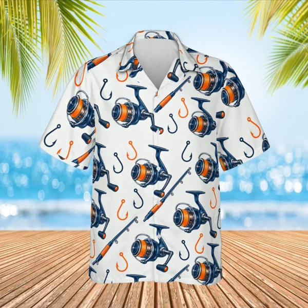 Personalized Fishing Hawaiian Shirt with Face, Pet or Logo – Rods & Reels - view 2