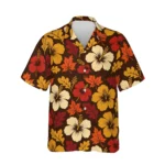 Personalized Thanksgiving Hawaiian Shirt with Face, Pet or Logo – Autumn Leaves Hibiscus design