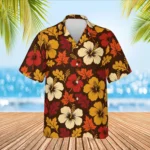 Personalized Thanksgiving Hawaiian Shirt with Face, Pet or Logo – Autumn Leaves Hibiscus design