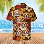 Personalized Thanksgiving Hawaiian Shirt with Face, Pet or Logo – Autumn Leaves Hibiscus design