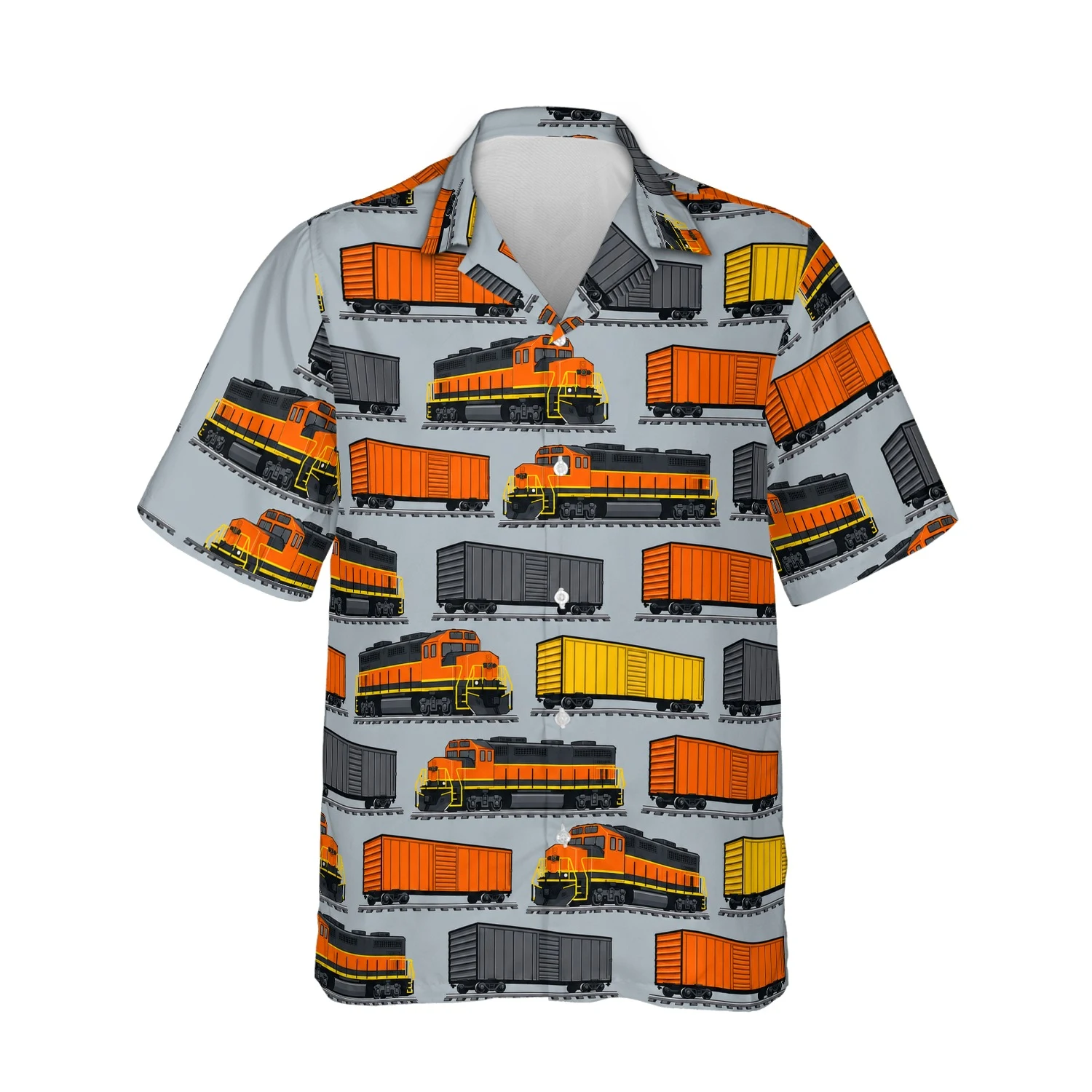 Personalized Train Hawaiian Shirt with Face, Pet or Logo – Freight Diesel design Personalized Train Hawaiian Shirt with Face, Pet or Logo – Freight Diesel - front view
