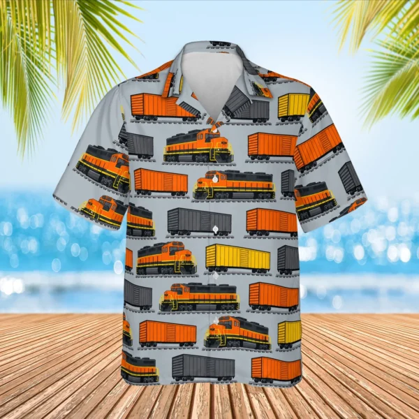 Personalized Train Hawaiian Shirt with Face, Pet or Logo – Freight Diesel - view 2