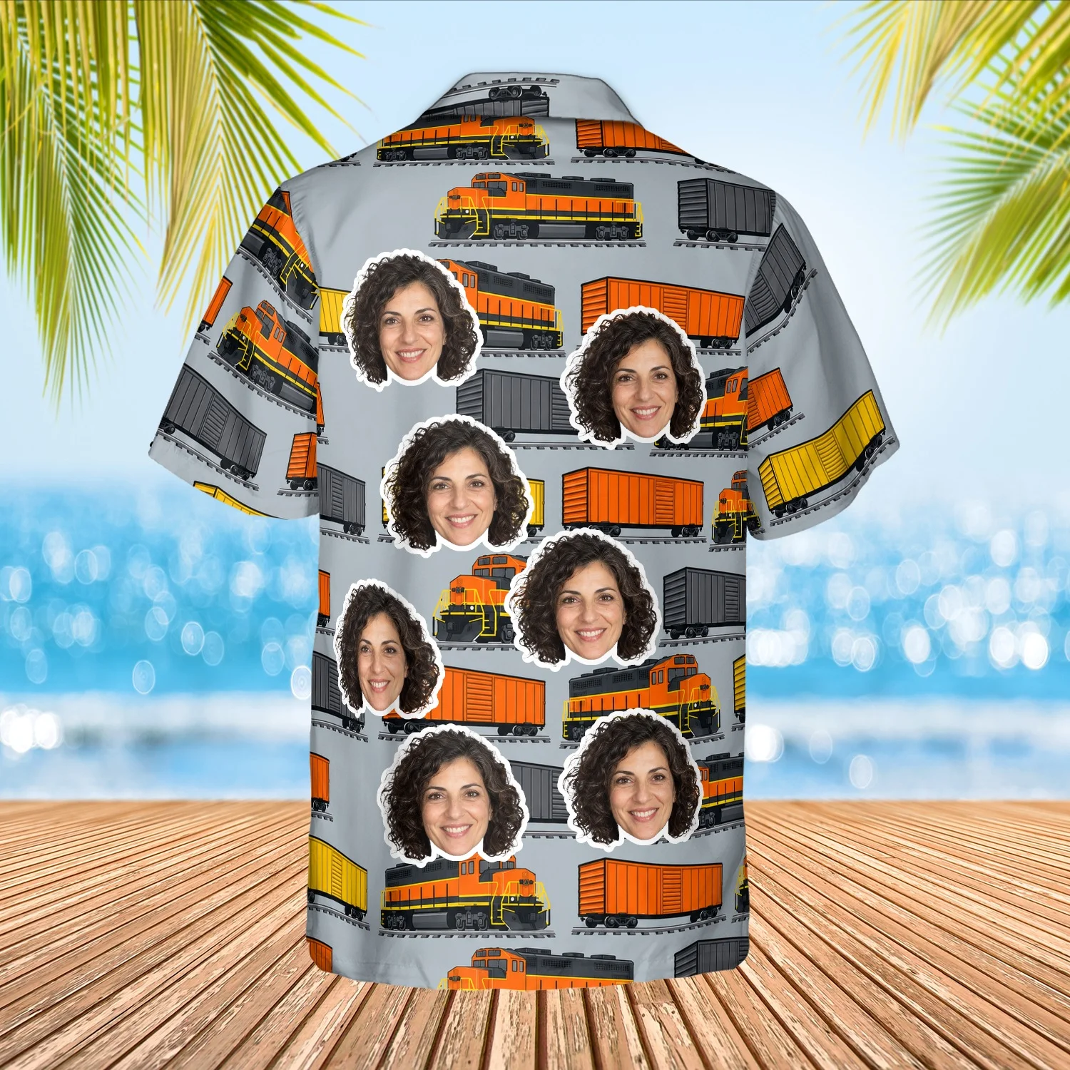 Personalized Train Hawaiian Shirt with Face, Pet or Logo – Freight Diesel photo 3 Personalized Train Hawaiian Shirt with Face, Pet or Logo – Freight Diesel - view 3