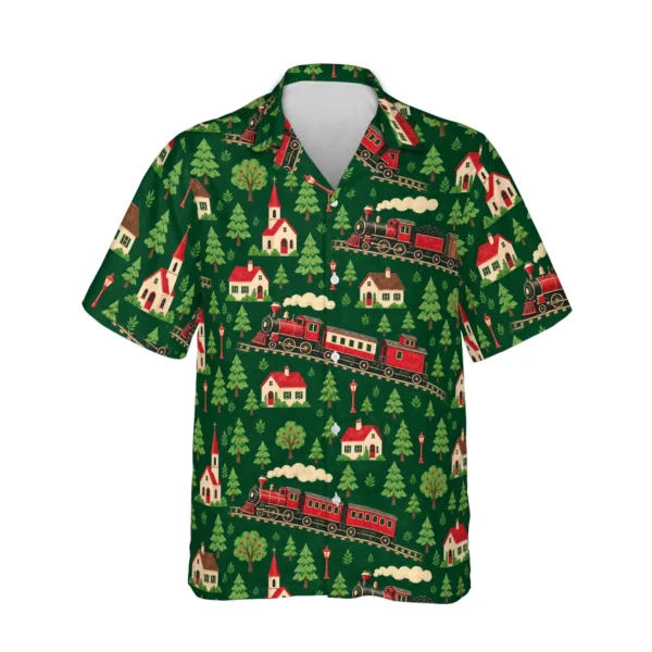 Personalized Train Hawaiian Shirt with Face, Pet or Logo – Model Railroad - front view