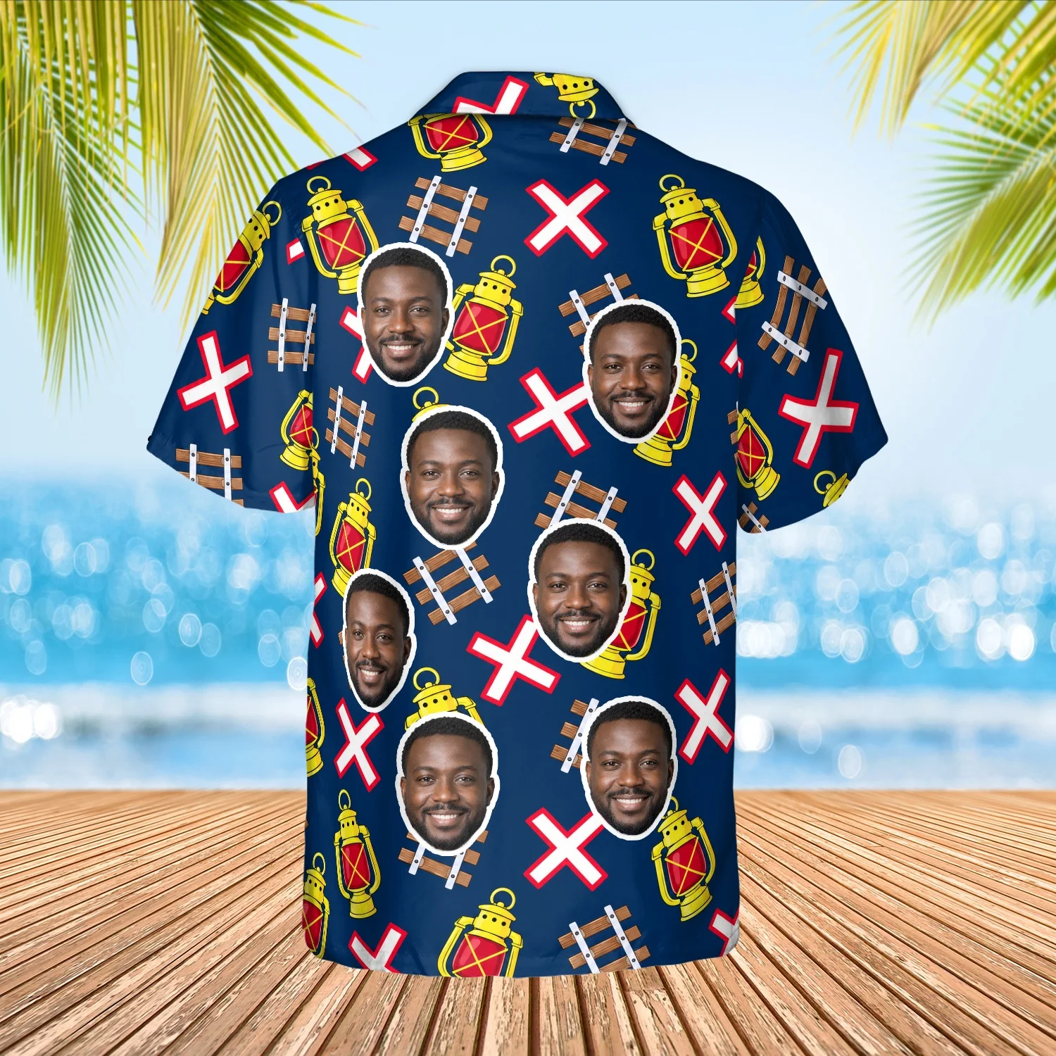 Personalized Train Hawaiian Shirt with Face, Pet or Logo – Railroad Crossing photo 3 Personalized Train Hawaiian Shirt with Face, Pet or Logo – Railroad Crossing - view 3
