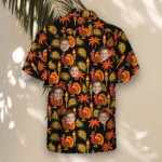 Pilgrim Turkey Tiki Thanksgiving Hawaiian Shirt, front view of the print