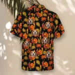 Pilgrim Turkey Tiki Thanksgiving Hawaiian Shirt, front view of the print