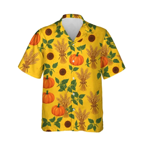 Pumpkin Patch Thanksgiving Hawaiian Shirt, front view of the print