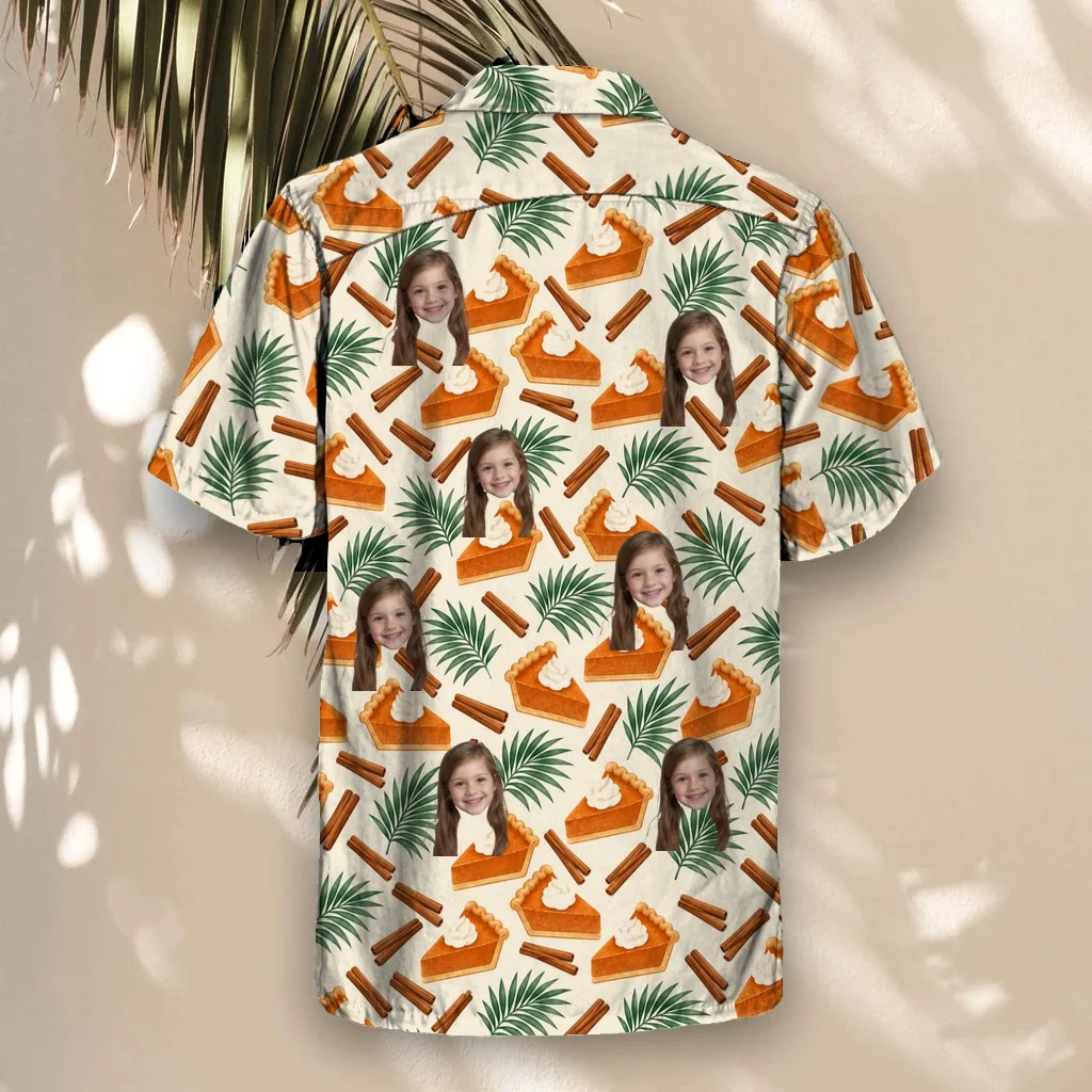 Back of the Pumpkin Pie Paradise Thanksgiving Hawaiian Shirt with custom faces Back of the Pumpkin Pie Paradise Thanksgiving Hawaiian Shirt with custom faces