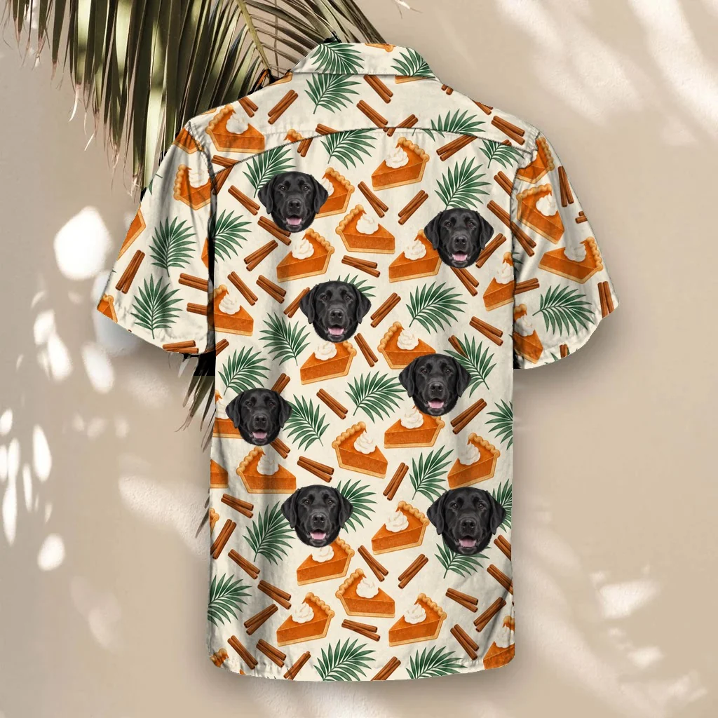 Back of the Pumpkin Pie Paradise Thanksgiving Hawaiian Shirt with custom pet faces Back of the Pumpkin Pie Paradise Thanksgiving Hawaiian Shirt with custom pet faces