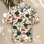Reindeer Dino Christmas Hawaiian Shirt, front view of the print