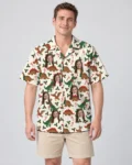 Reindeer Dino Christmas Hawaiian Shirt, front view of the print