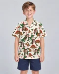 Reindeer Dino Christmas Hawaiian Shirt, front view of the print