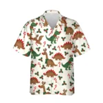 Reindeer Dino Christmas Hawaiian Shirt, front view of the print