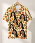 Retro 70s Harvest Thanksgiving Hawaiian Shirt, front view of the print