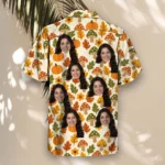 Retro 70s Harvest Thanksgiving Hawaiian Shirt, front view of the print