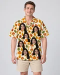 Retro 70s Harvest Thanksgiving Hawaiian Shirt, front view of the print