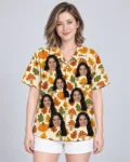 Retro 70s Harvest Thanksgiving Hawaiian Shirt, front view of the print