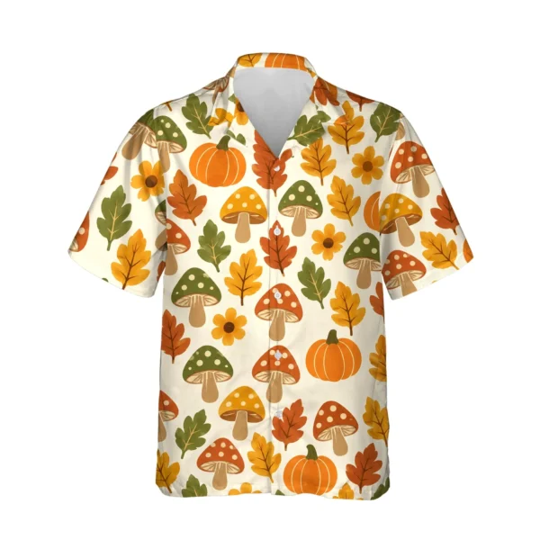 Retro 70s Harvest Thanksgiving Hawaiian Shirt, front view of the print