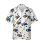 Rods & Reels Fishing Hawaiian Shirt, front view of the print