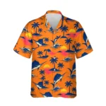 Sailfish Sunset Fishing Hawaiian Shirt, front view of the print