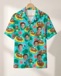Sloth Pool Party Ugly Hawaiian Shirt, front view of the print