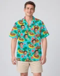Sloth Pool Party Ugly Hawaiian Shirt, front view of the print