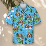 Snowy Dino Christmas Hawaiian Shirt, front view of the print