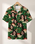Stegosaurus Ornament Dinosaur Christmas Hawaiian Shirt, front view of the print